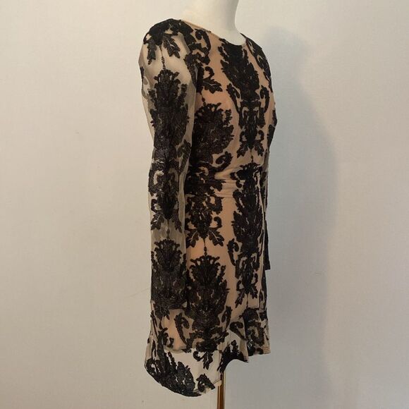 For Love & Lemons Black & Cream A Night To Remember Mini Dress Size Small - Picture 5 of 14